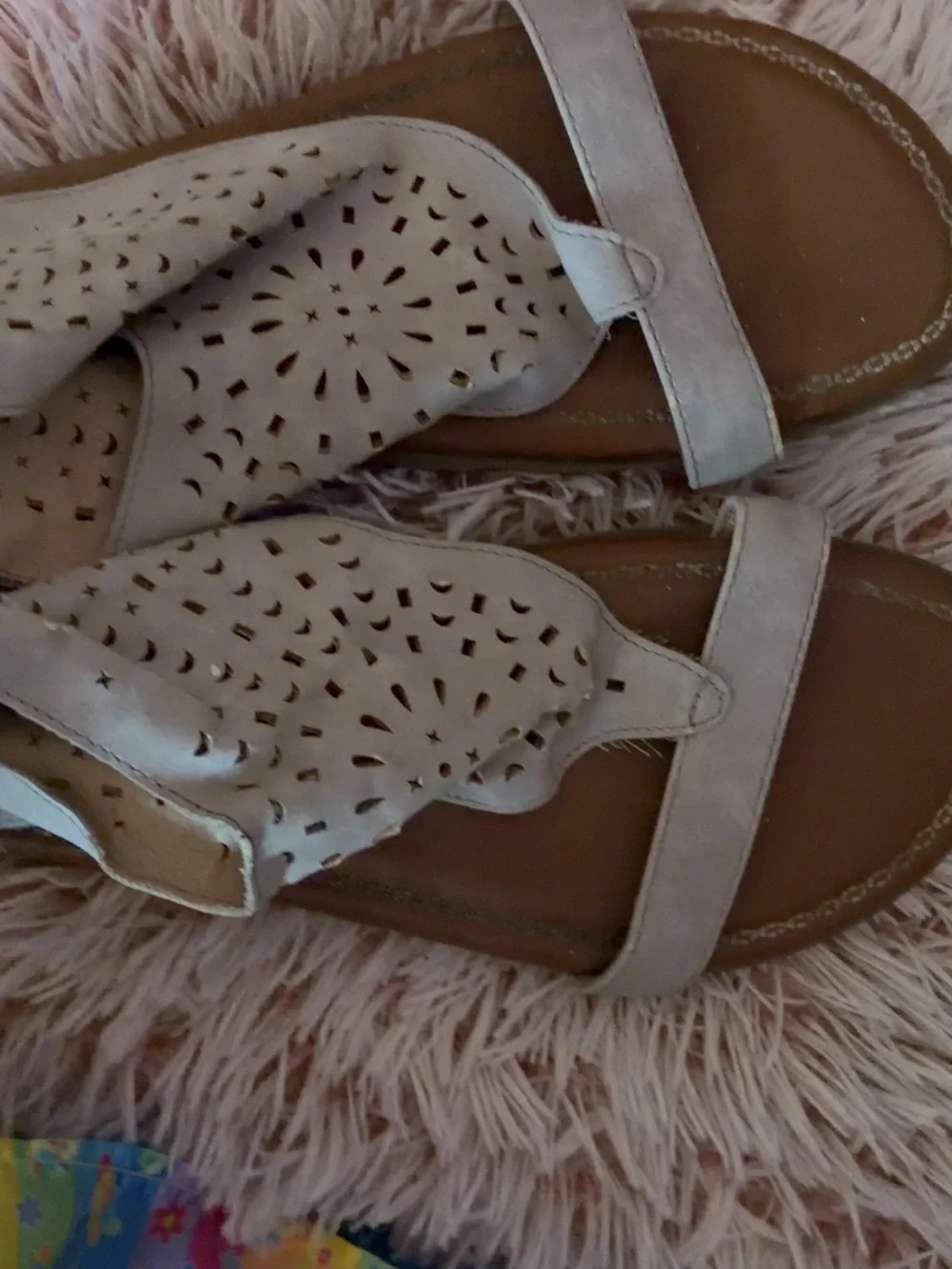2 Lips Too Taupe Laser-Cut Thong Sandals